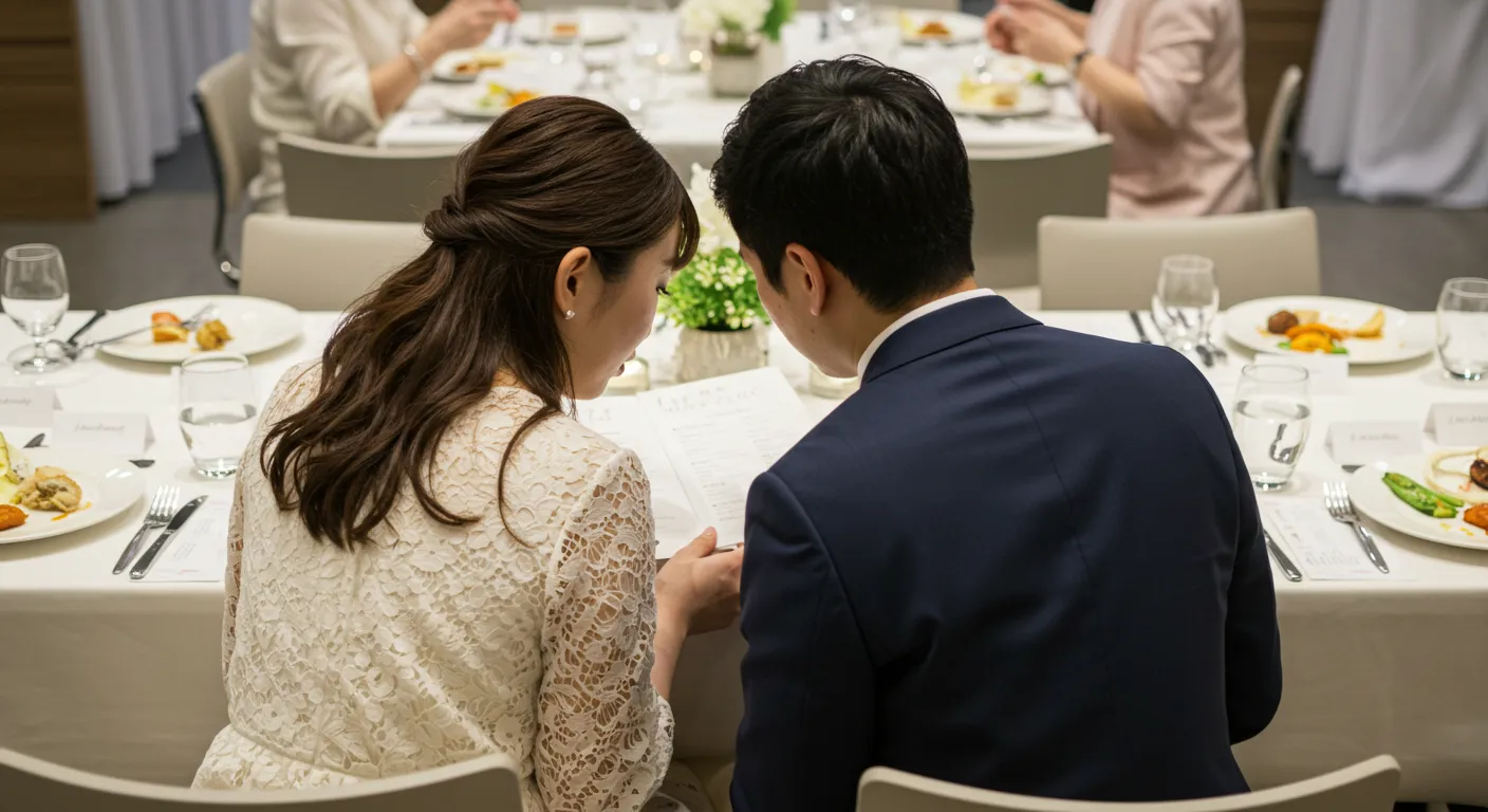 メニュー表を見る男女
